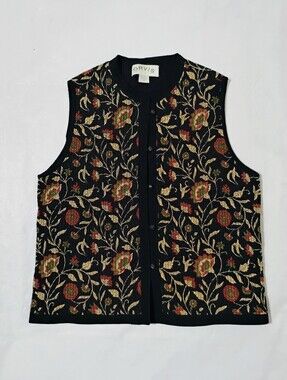 Vintage Women's Orvis 100% Cotton Floral Quilted Vest Size Large